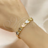 Pulsera Elegante 03.380.0065.08 Oro Laminado, Diseño de Corazón, Diamantado, Tres Tonos (09 MM Thickness, 8 Inches Length)