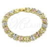 Pulsera Elegante 03.380.0065.08 Oro Laminado, Diseño de Corazón, Diamantado, Tres Tonos (09 MM Thickness, 8 Inches Length)