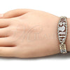 Pulsera Elegante 03.380.0072.07 Oro Laminado, Diseño de Elefante y Búho, Pulido, Tres Tonos (08 MM Thickness, 7 Inches Length)