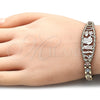 Pulsera Elegante 03.380.0073.07 Oro Laminado, Diseño de Elefante y Búho, Pulido, Tres Tonos (06 MM Thickness, 7 Inches Length)