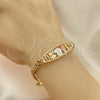 Pulsera Elegante 03.380.0073.07 Oro Laminado, Diseño de Elefante y Búho, Pulido, Tres Tonos (06 MM Thickness, 7 Inches Length)