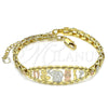 Pulsera Elegante 03.380.0073.07 Oro Laminado, Diseño de Elefante y Búho, Pulido, Tres Tonos (06 MM Thickness, 7 Inches Length)