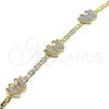 Pulsera Elegante 03.380.0075.08 Oro Laminado, Diseño de Mariposa, Pulido, Tres Tonos (04 MM Thickness, 8 Inches Length)
