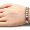 Pulsera Elegante 03.380.0077.08 Oro Laminado, Diseño de Flor, Pulido, Tres Tonos (10 MM Thickness, 8 Inches Length)