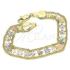 Pulsera Elegante 03.380.0077.08 Oro Laminado, Diseño de Flor, Pulido, Tres Tonos (10 MM Thickness, 8 Inches Length)