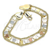 Pulsera Elegante 03.380.0078.08 Oro Laminado, Diseño de Mariposa, Pulido, Tres Tonos (09 MM Thickness, 8 Inches Length)
