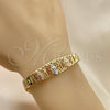 Pulsera Elegante 03.380.0013.1.08 Oro Laminado, Diseño de Guadalupe, con Granate Micro Pave, Pulido, Tres Tonos (08 MM Thickness, 8 Inches Length)