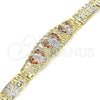 Pulsera Elegante 03.380.0013.1.08 Oro Laminado, Diseño de Guadalupe, con Granate Micro Pave, Pulido, Tres Tonos (08 MM Thickness, 8 Inches Length)