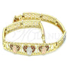 Pulsera Elegante 03.380.0013.1.08 Oro Laminado, Diseño de Guadalupe, con Granate Micro Pave, Pulido, Tres Tonos (08 MM Thickness, 8 Inches Length)