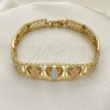Pulsera Elegante 03.380.0013.1.08 Oro Laminado, Diseño de Guadalupe, con Granate Micro Pave, Pulido, Tres Tonos (08 MM Thickness, 8 Inches Length)