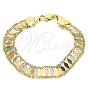Pulsera Elegante 03.380.0079.08 Oro Laminado, Pulido, Tres Tonos (10 MM Thickness, 8 Inches Length)