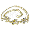 Pulsera Elegante 03.380.0088.08 Oro Laminado, Diseño de Delfín, con Blanca and Negro Cristal, Pulido, Tono Dorado (04 MM Thickness, 8 Inches Length)