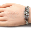 Pulsera Elegante 03.380.0089.07 Oro Laminado, Diseño de Mariposa y Flor, con Multicolor Cristal, Pulido, Tres Tonos (06 MM Thickness, 7 Inches Length)