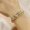 Pulsera Elegante 03.380.0089.07 Oro Laminado, Diseño de Mariposa y Flor, con Multicolor Cristal, Pulido, Tres Tonos (06 MM Thickness, 7 Inches Length)
