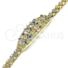 Pulsera Elegante 03.380.0089.07 Oro Laminado, Diseño de Mariposa y Flor, con Multicolor Cristal, Pulido, Tres Tonos (06 MM Thickness, 7 Inches Length)