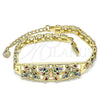 Pulsera Elegante 03.380.0089.07 Oro Laminado, Diseño de Mariposa y Flor, con Multicolor Cristal, Pulido, Tres Tonos (06 MM Thickness, 7 Inches Length)