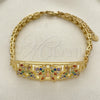 Pulsera Elegante 03.380.0089.07 Oro Laminado, Diseño de Mariposa y Flor, con Multicolor Cristal, Pulido, Tres Tonos (06 MM Thickness, 7 Inches Length)