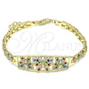 Pulsera Elegante 03.380.0089.07 Oro Laminado, Diseño de Mariposa y Flor, con Multicolor Cristal, Pulido, Tres Tonos (06 MM Thickness, 7 Inches Length)