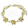 Pulsera Elegante 03.380.0090.07 Oro Laminado, Diseño de Elefante, con Multicolor Cristal, Pulido, Tono Dorado (09 MM Thickness, 7 Inches Length)