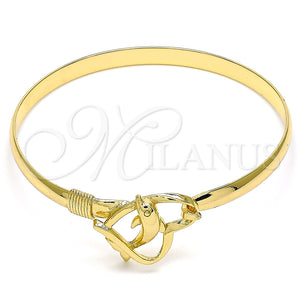 Aro Individual 07.192.0024.04 Oro Laminado, Diseño de Delfín y Corazón, Pulido, Tono Dorado (05 MM Thickness, Size 4 (2.25 Diameter))