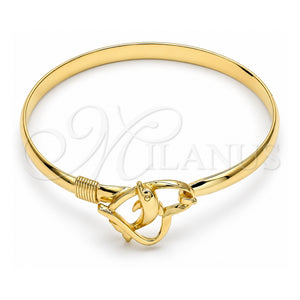 Aro Individual 07.192.0024.04 Oro Laminado, Diseño de Delfín y Corazón, Pulido, Tono Dorado (Grosor 05 MM, Talla 4 (2,25 de Diámetro))