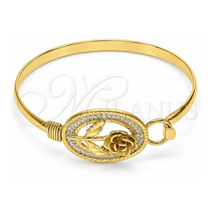 Aro Individual 07.185.0002.04 Oro Laminado, Diseño de Flor, Pulido, Tono Dorado (Grosor 05 MM, Talla 4 (2,25 de Diámetro))