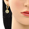 Argolla Huggie 02.381.0027.15 Oro Laminado, Diseño de Mano de Dios, con Topacio Azul and Blanca Micro Pave, Pulido, Tono Dorado