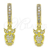 Argolla Huggie 02.368.0007.15 Oro Laminado, Diseño de Búho, con Blanca Micro Pave, Pulido, Tono Dorado