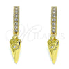 Argolla Huggie 02.368.0011.15 Oro Laminado, Diseño de Corazón y Ojo Griego, con Blanca Micro Pave, Pulido, Tono Dorado