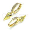 Argolla Huggie 02.368.0011.15 Oro Laminado, Diseño de Corazón y Ojo Griego, con Blanca Micro Pave, Pulido, Tono Dorado