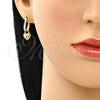 Argolla Huggie 02.368.0019.10 Oro Laminado, Diseño de Corazón y Candado, con Blanca Micro Pave, Pulido, Tono Dorado