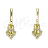 Argolla Huggie 02.368.0021.10 Oro Laminado, Diseño de Candado y Diamante, con Blanca Micro Pave, Pulido, Tono Dorado