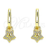 Argolla Huggie 02.368.0022.10 Oro Laminado, Diseño de Candado y Estrella, con Blanca Micro Pave, Pulido, Tono Dorado