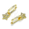Argolla Huggie 02.368.0022.10 Oro Laminado, Diseño de Candado y Estrella, con Blanca Micro Pave, Pulido, Tono Dorado