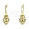 Argolla Huggie 02.368.0024.10 Oro Laminado, Diseño de Candado, con Blanca Micro Pave, Pulido, Tono Dorado