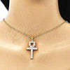 Dije Religioso 05.210.0003 Oro Laminado, Diseño de Cruz, con Blanca Zirconia Cubica, Pulido, Tono Dorado