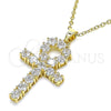 Dije Religioso 05.210.0003 Oro Laminado, Diseño de Cruz, con Blanca Zirconia Cubica, Pulido, Tono Dorado
