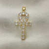 Dije Religioso 05.210.0003 Oro Laminado, Diseño de Cruz, con Blanca Zirconia Cubica, Pulido, Tono Dorado