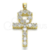 Dije Religioso 05.210.0003 Oro Laminado, Diseño de Cruz, con Blanca Zirconia Cubica, Pulido, Tono Dorado