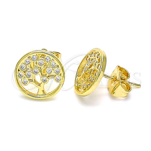 Arete Dormilona 02.156.0531 Oro Laminado, Diseño de Ãrbol, Pulido, Tono Dorado