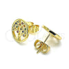 Arete Dormilona 02.156.0531.1 Oro Laminado, Diseño de Ãrbol, con Multicolor Micro Pave, Pulido, Tono Dorado