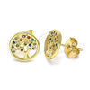 Arete Dormilona 02.156.0531.1 Oro Laminado, Diseño de Ãrbol, con Multicolor Micro Pave, Pulido, Tono Dorado