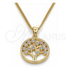 Collares con Dije 04.156.0386 Oro Laminado, Diseño de Ãrbol, con Zirconia Cubica Blanca, Pulido, Tono Dorado (Grosor 02 MM, 20 Pulgadas de Largo)