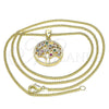 Collares con Dije 04.156.0386.1.20 Oro Laminado, Diseño de Ãrbol, con Multicolor Zirconia Cubica, Pulido, Tono Dorado (02 MM Thickness, 20 Inches Length)