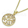 Collares con Dije 04.156.0387.20 Oro Laminado, Diseño de Ãrbol, con Blanca Micro Pave, Pulido, Tono Dorado (02 MM Thickness, 20 Inches Length)