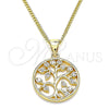 Collares con Dije 04.156.0387.20 Oro Laminado, Diseño de Ãrbol, con Blanca Micro Pave, Pulido, Tono Dorado (02 MM Thickness, 20 Inches Length)