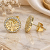 Arete Dormilona 02.156.0533 Oro Laminado, Diseño de Ãrbol, con Micro Pave Blanca, Pulido, Tono Dorado