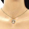 Juego de Arete y Dije de Adulto 10.156.0335 Oro Laminado, Diseño de Ãrbol, con Micro Pave Blanca, Pulido, Tono Dorado