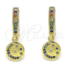 Argolla Huggie 02.381.0038.15 Oro Laminado, Diseño de Luna, con Multicolor Micro Pave, Pulido, Tono Dorado
