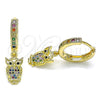 Argolla Huggie 02.381.0043.15 Oro Laminado, Diseño de Búho, con Multicolor Micro Pave, Pulido, Tono Dorado
